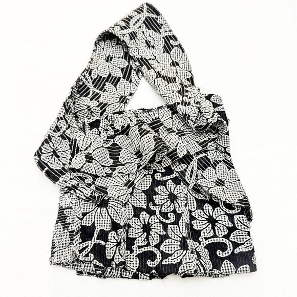 Zara Ruffled Off the Shoulder Top Black White Flower Print Size XS - Picture 4 of 5